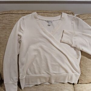 Athleta Cream V-Neck Wrap Sweater